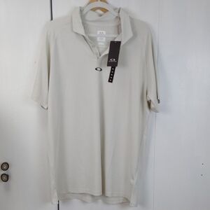 Oakley Men's Cool Gray Loose Fit  Polo Shirt Short Sleeve Preppy Sz.2XL
